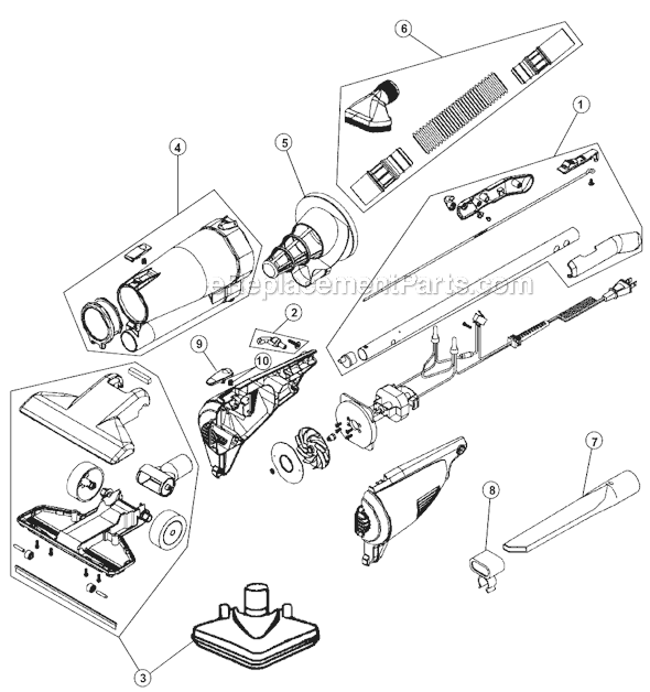 Page A Diagram and Parts List for M083410  Dirt Devil Upright Vacuum